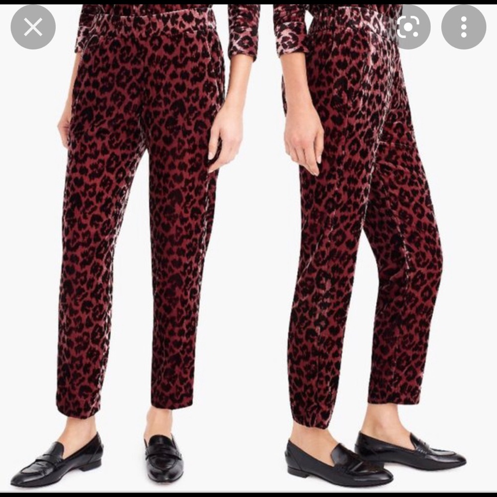 Red Leopard Velvet Easy Pants